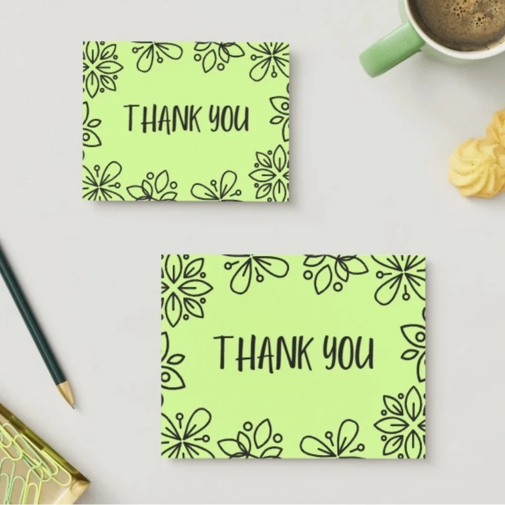 Set of 10 Lime Thank You Postcards